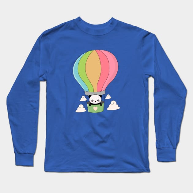 Kawaii Hot Air Ballon Panda T-Shirt Long Sleeve T-Shirt by happinessinatee